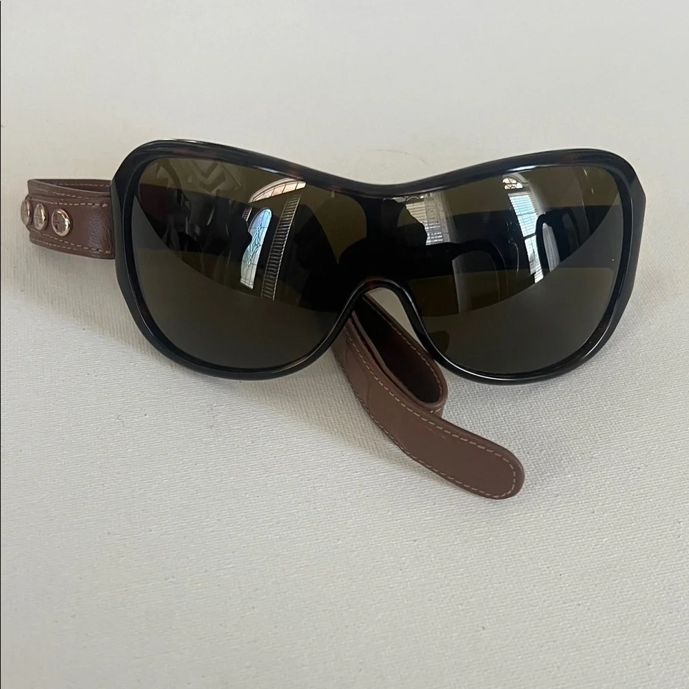 Tory Burch Orange Saffiano Case with Brown Frameless Sunglasses
